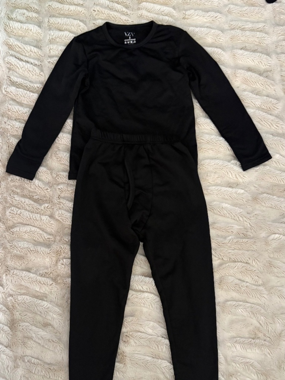 VZV Black Thermal Long John Base Layer Set Kids size small